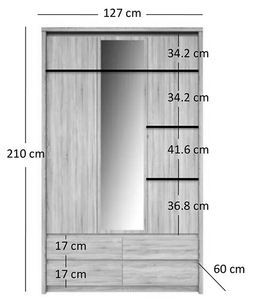 ΝΤΟΥΛΑΠΑ ΤΡΙΦΥΛΛΗ NORTON SONOMA  127X60X210ΕΚ