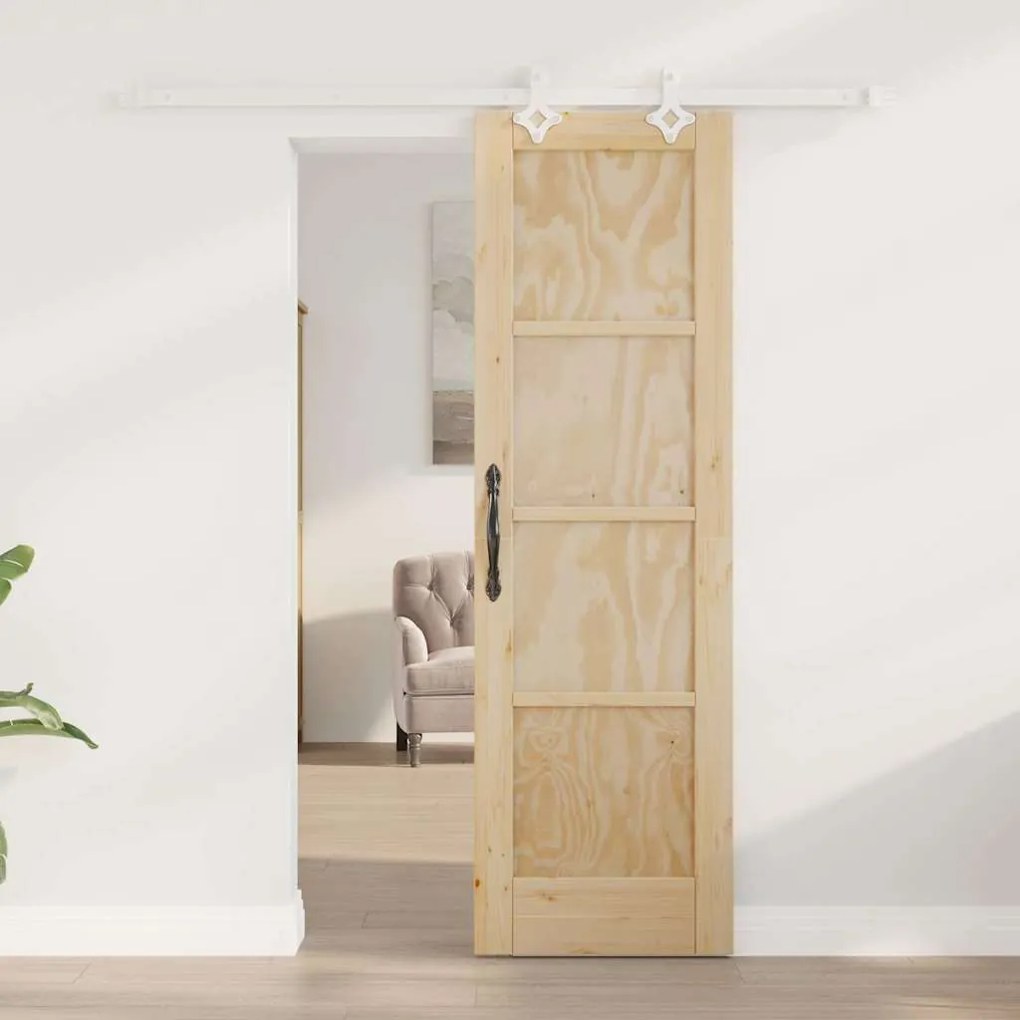 vidaXL Συρόμενη Πόρτα Φυσικό και λευκό 61 x 198.5 εκ.