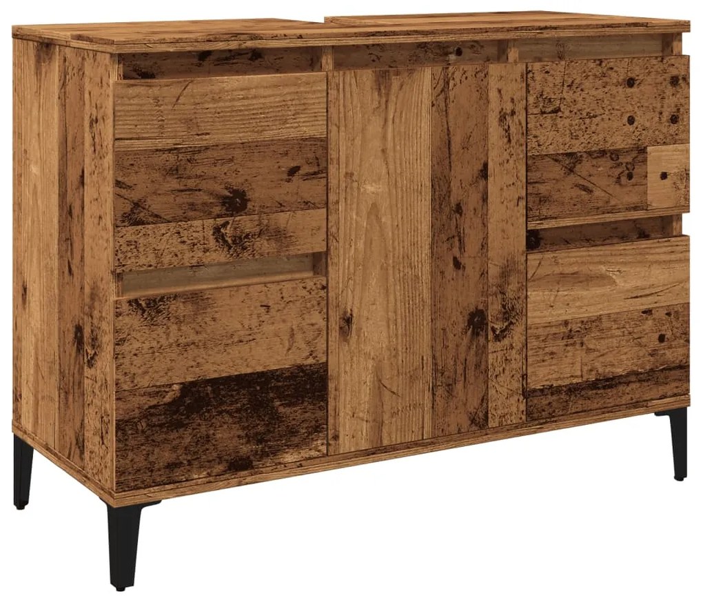 vidaXL Ντουλάπι νιπτήρα Παλιό ξύλο 80x33x60 cm Κατασκευασμένο ξύλο