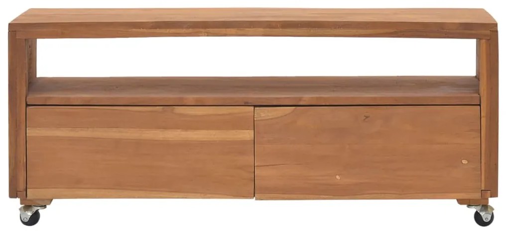vidaXL Έπιπλο Τηλεόρασης με Ροδάκια 110x30x40 εκ. από Μασίφ Ξύλο Teak