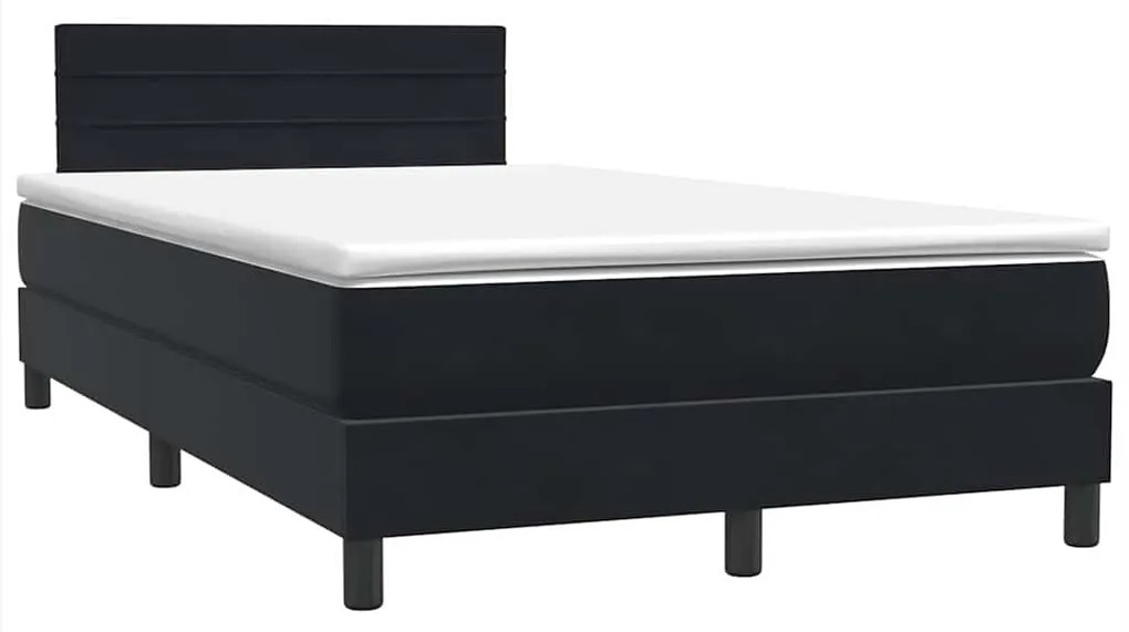 vidaXL Κρεβάτι Boxspring με Στρώμα Μαύρο 1120x210 εκ. Βελούδινο