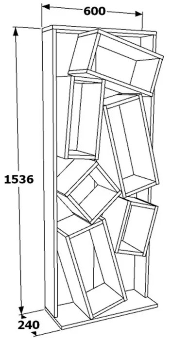 Βιβλιοθήκη Jamey pakoworld φυσικό-ανθρακί 60x24x153,6εκ (1 τεμάχια)