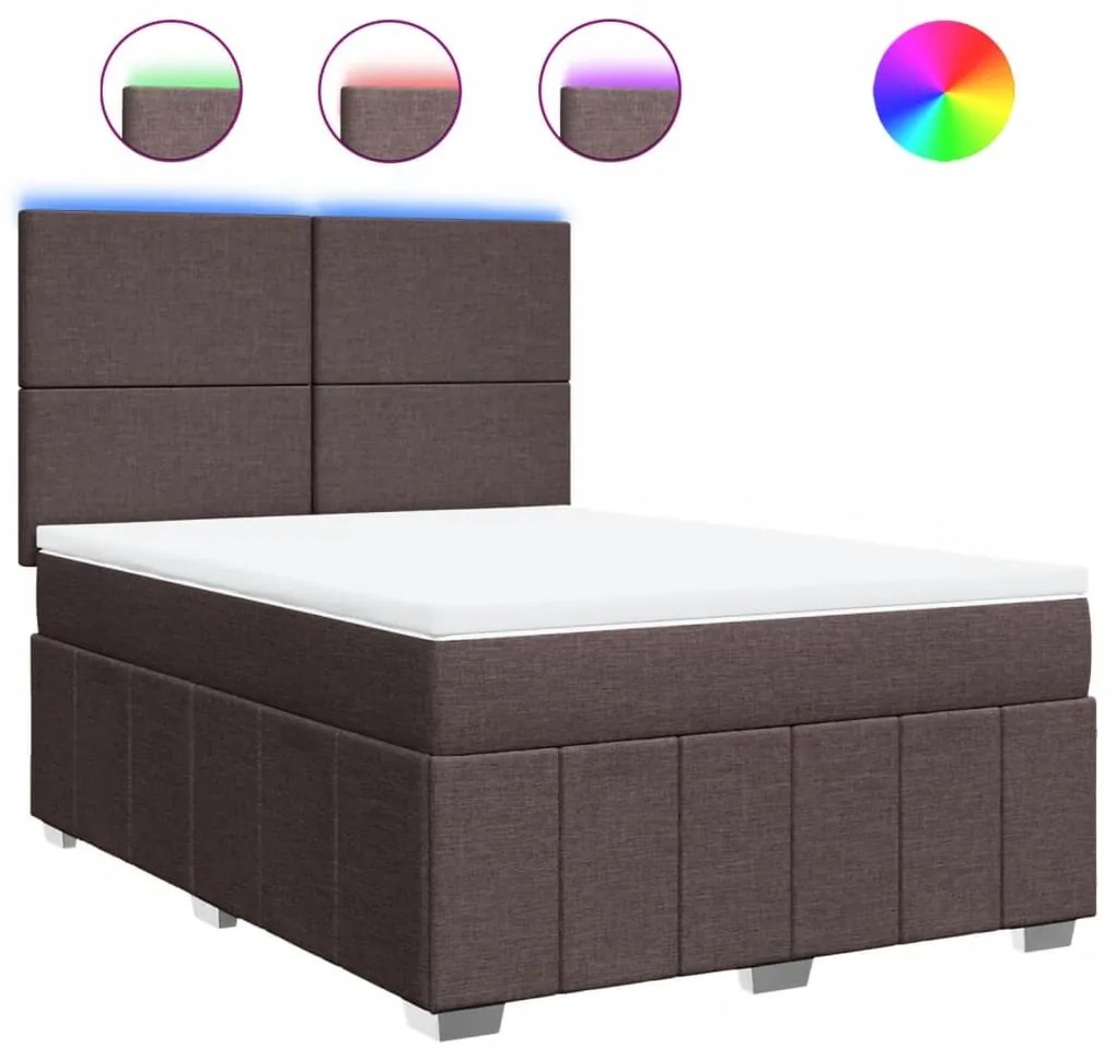 Κρεβάτι Boxspring με Στρώμα Σκούρο Καφέ 160x200 εκ Υφασμάτινο - Καφέ