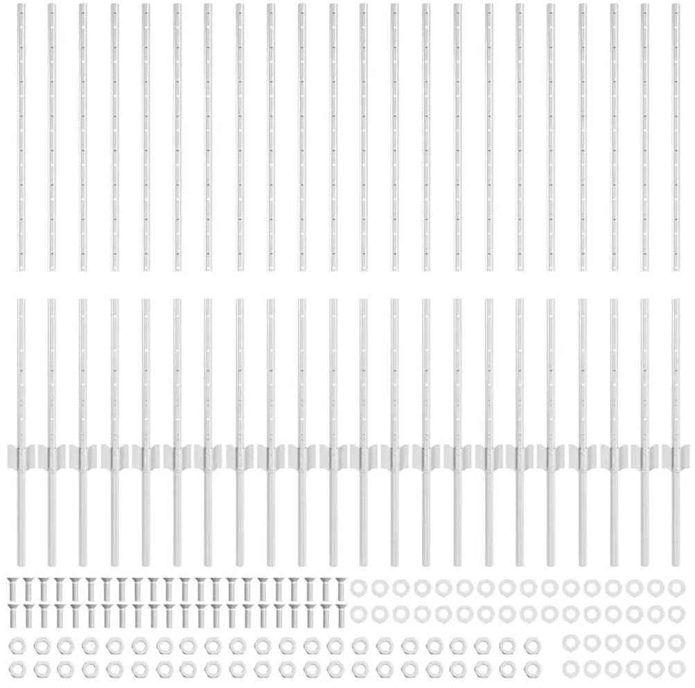 vidaXL Πό posts φράχτη 44 pcs Ασημί Γαλβανισμένο ατσάλι