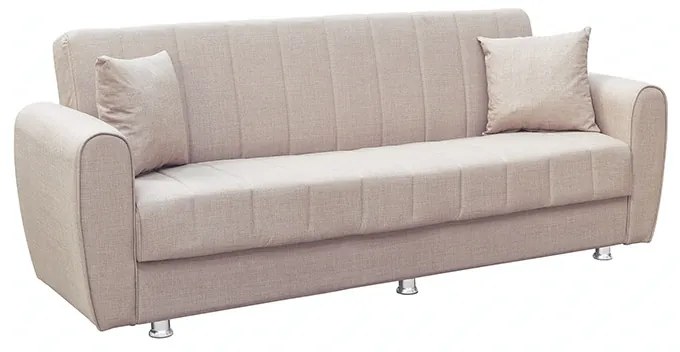 ELVA LIGHT BROWN ΥΦΑΣΜΑ 3ΘΕΣΙΟΣ ΚΑΝΑΠΕΣ/ΚΡΕΒΑΤΙ ΜΕ ΑΠΟΘ.ΧΩΡΟ