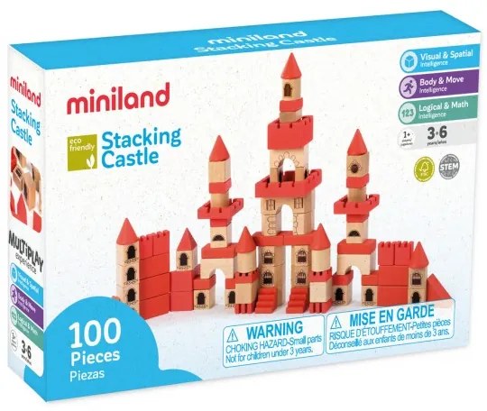 Σετ ξύλινα τουβλάκια Miniland Stacking Castle