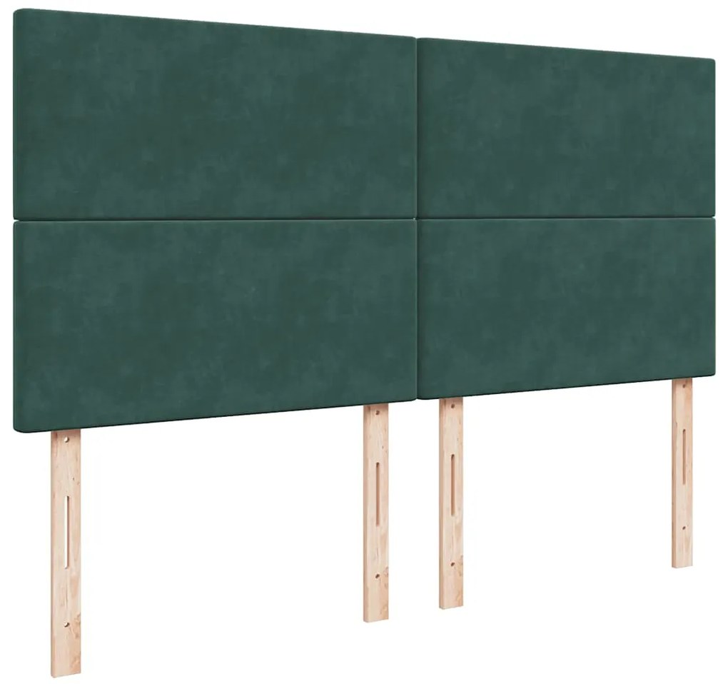 vidaXL Κρεβάτι Boxspring με Στρώμα Σκούρο Πράσινο 180x200εκ. Βελούδινο