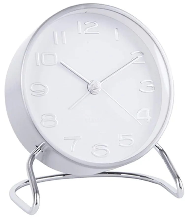 Ρολόι Επιτραπέζιο - Ξυπνητήρι Classical Numbers KA5763WH 9,5x7cm White-Silver Karlsson Steel