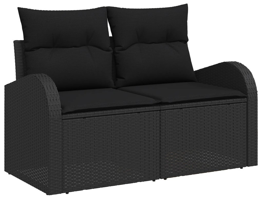 vidaXL Set Καναπέ Κήπου  14 Τεμαχίων με Μάξιλα Μαύρο Συνθετικό Ρατάν Ακακία