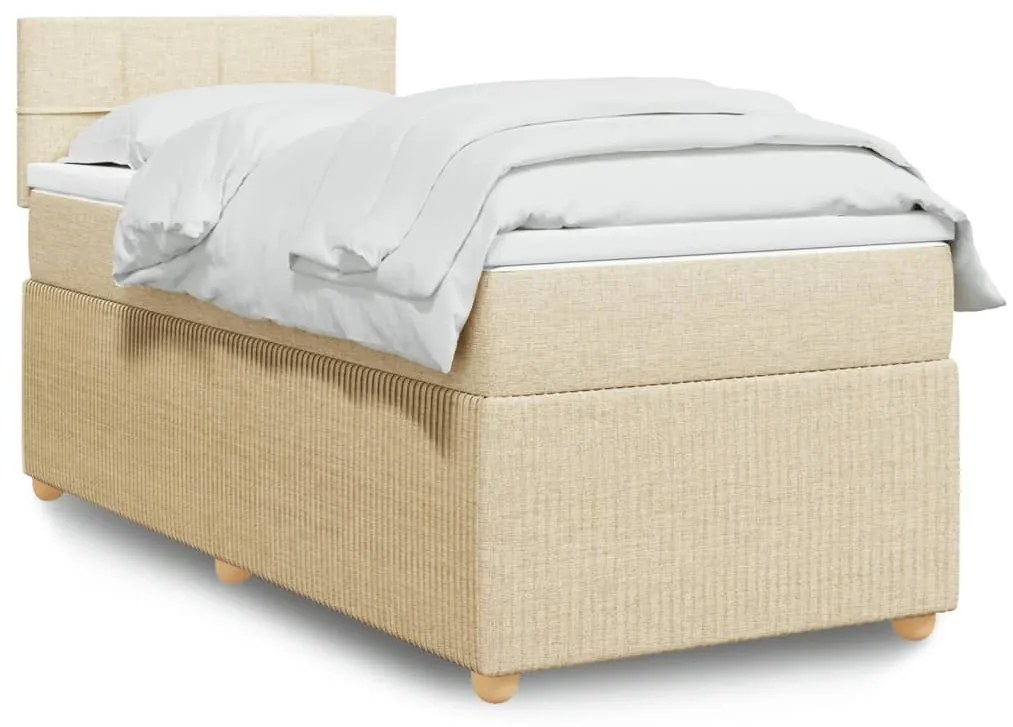 vidaXL Κρεβάτι Boxspring με Στρώμα Κρεμ 80 x 200 εκ. Υφασμάτινο