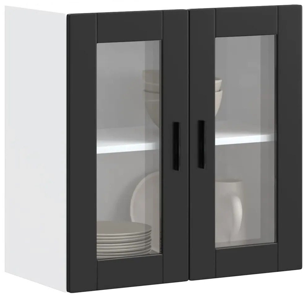 Ντουλάπι τοίχου κουζίνας με γυάλινη πόρτα Porto Μαύρο