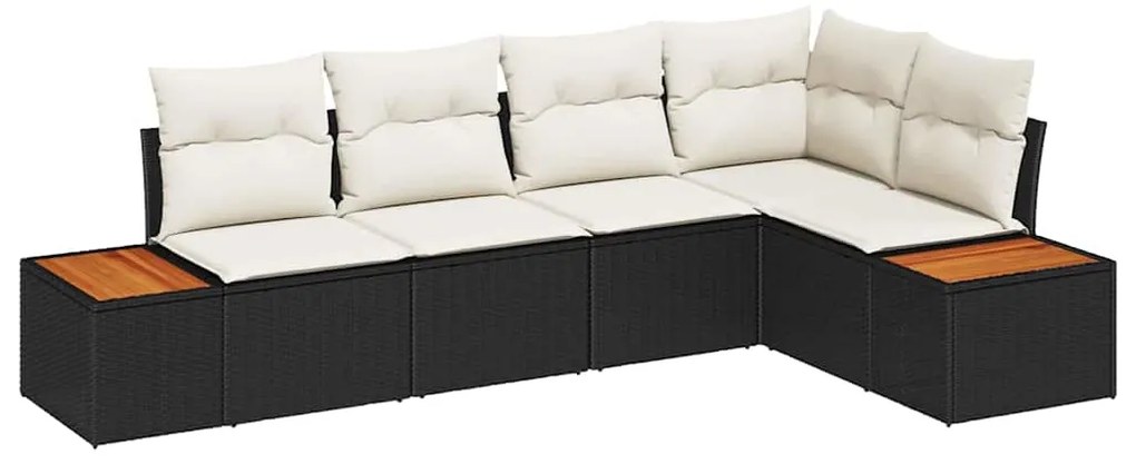 vidaXL Σετ Καναπέ Κήπου 5 pcs Μαύρο και κρεμ 264 x 154 x 85 εκ.