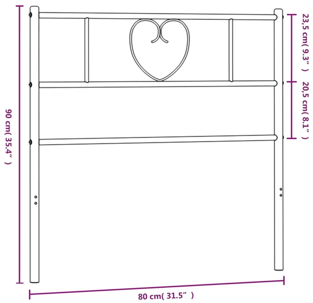 vidaXL Κεφαλάρι Λευκό 75 εκ. Μεταλλικό