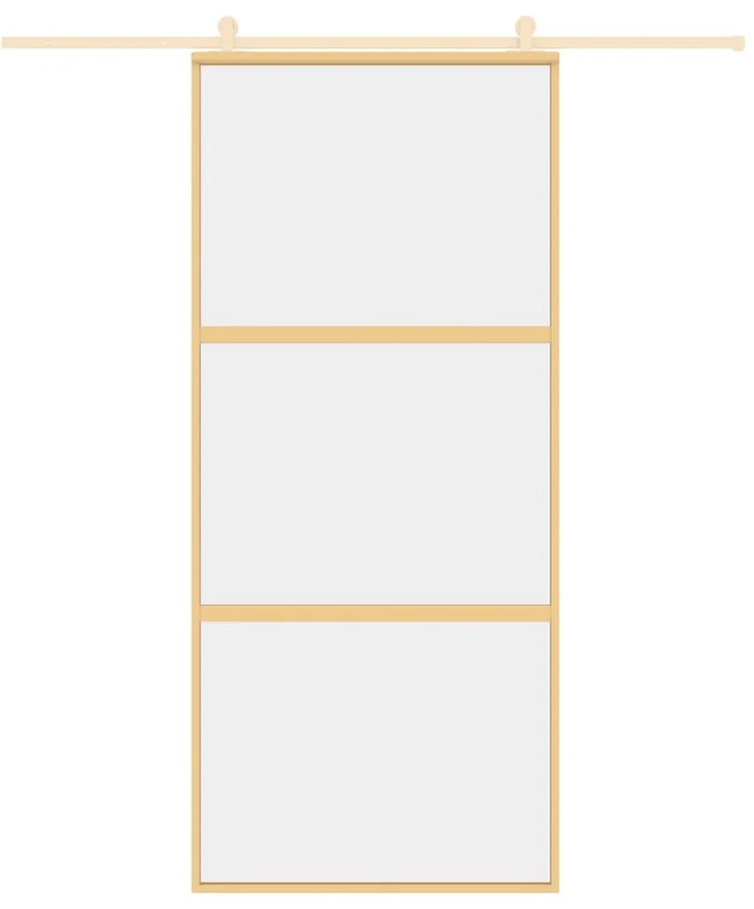 Συρόμενη Πόρτα Χρυσή 90 x 205 εκ. από Γυαλί ESG και Αλουμίνιο - Χρυσό
