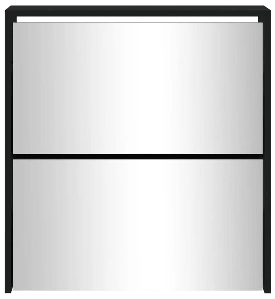 vidaXL Παπουτσοθήκη με Καθρέφτη 2 Επιπέδων Μαύρη 63 x 17 x 67 εκ.