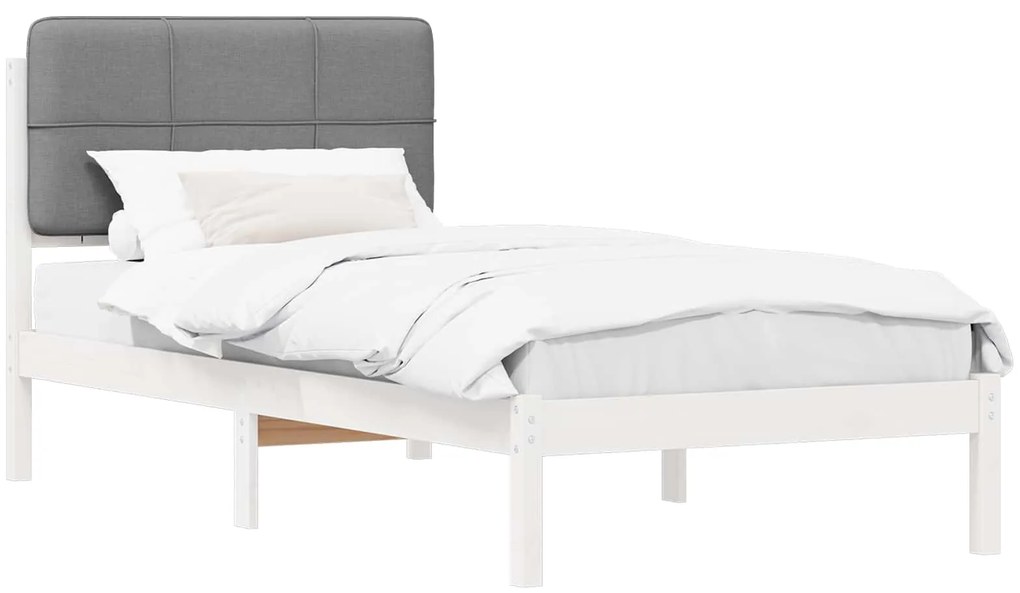 vidaXL Σκελετός Κρεβατιού με Επενδεδυμένο Κεφαλάρι Ανοιχτό γκρι