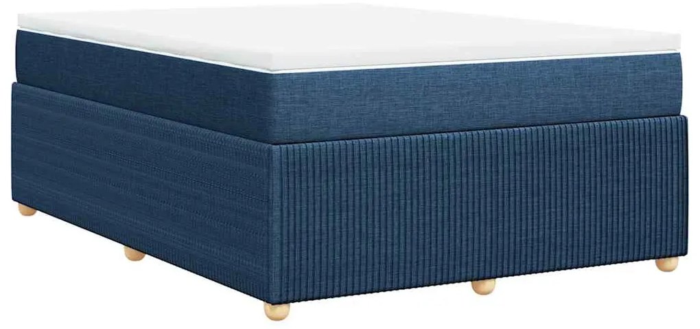 vidaXL Κρεβάτι Boxspring με Στρώμα Μπλε 160x200 εκ. Υφασμάτινο