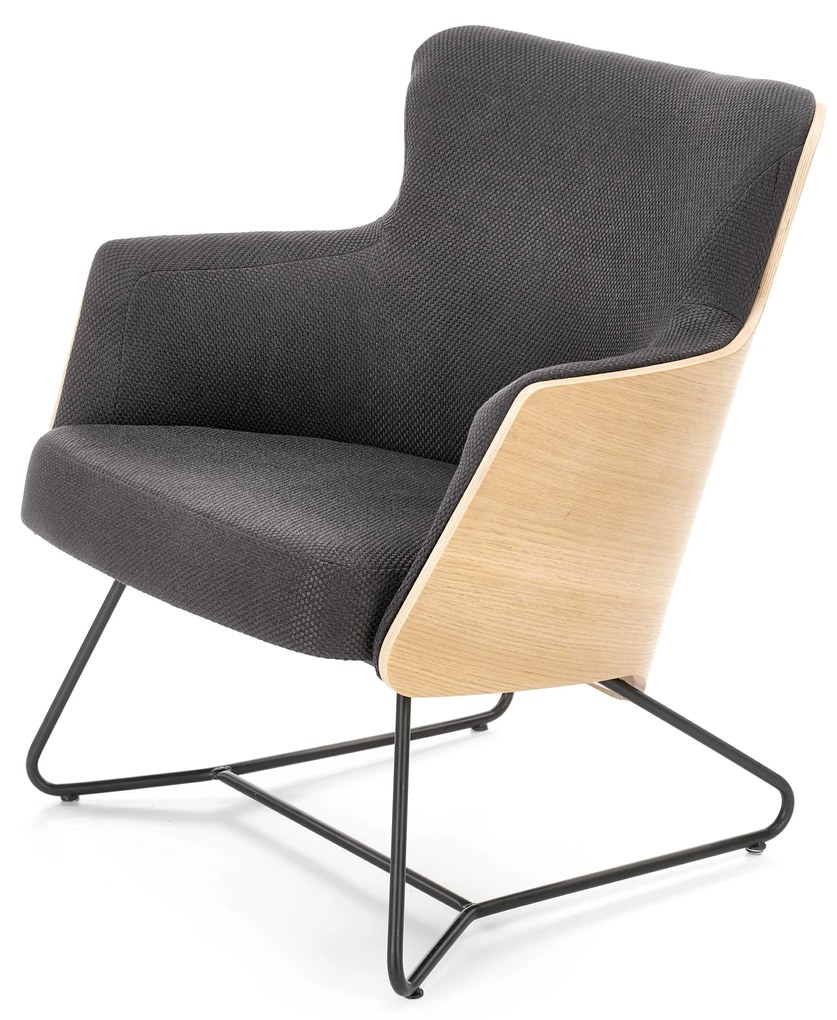 CHILLOUT leisure armchair dark grey / natural oak, legs - black DIOMMI V-PL-CHILLOUT-FOT-C.POPIEL/DĄB NAT.