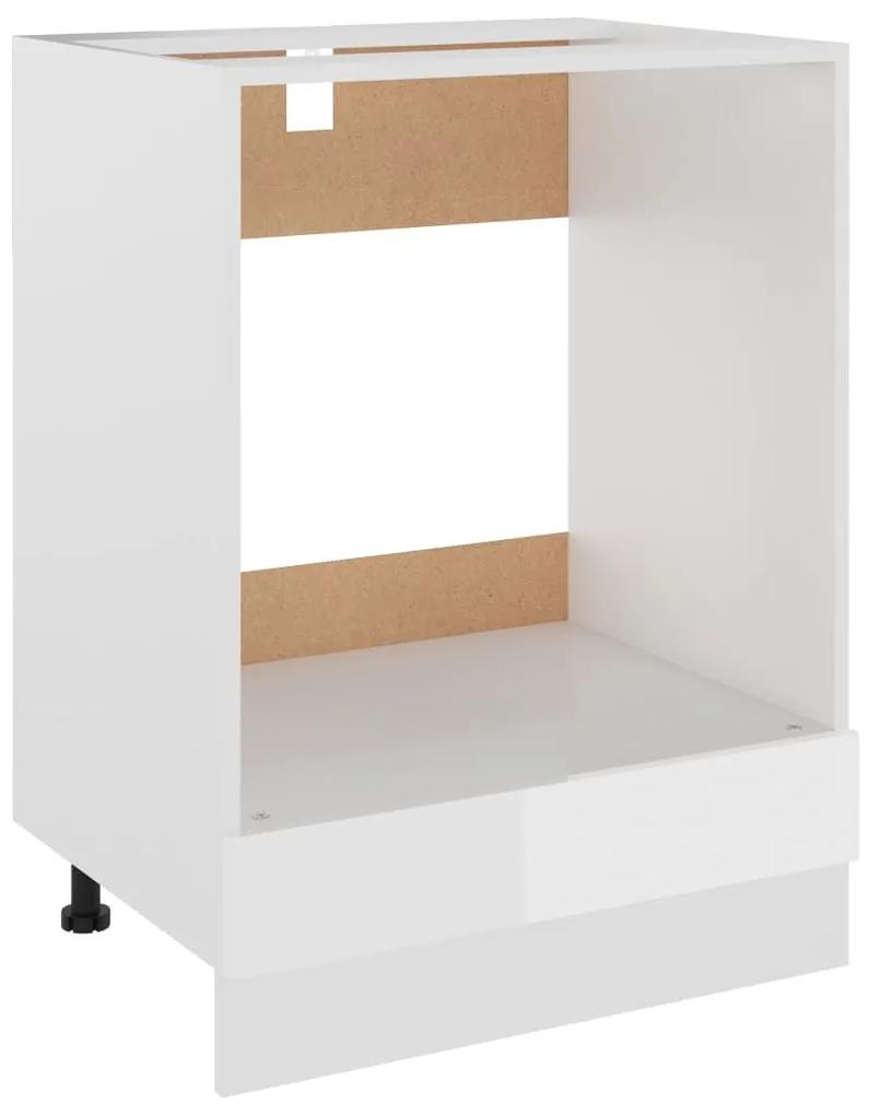 Ντουλάπι για Φούρνο Γυαλιστερό Λευκό 60x46x81,5 εκ. Μοριοσανίδα - Λευκό