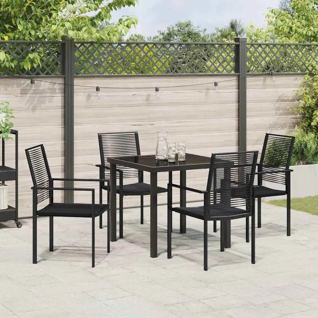 vidaXL Σέτ φαγητού για κήπο 5 pcs Μαύρο PVC ρατάν