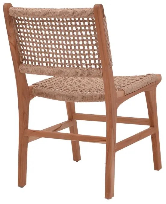 Καρέκλα Sponze σκελετός teak ξύλο με σχοινί σε φυσική απόχρωση 50x58x85εκ 50x58.5x85 εκ.