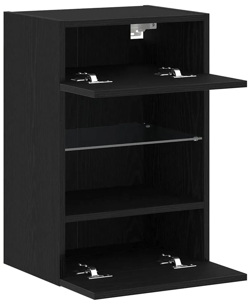 vidaXL Σετ επίπλου τηλεόρασης Επιτοίχιο 2 pcs Μαύρο 40 x 30 x 60,5 cm