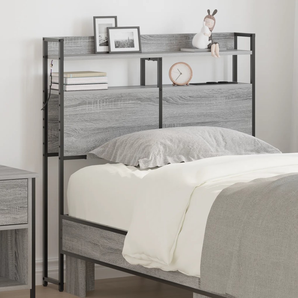 vidaXL Κεφαλάρι Αποθήκης με ράφι Γκρι sonoma 90 cm Επεξεργασμένο ξύλο