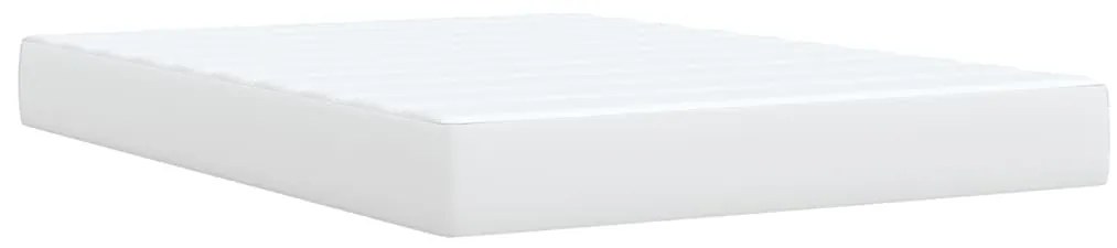vidaXL Κρεβάτι Boxspring με Στρώμα Λευκό 140x190εκ.από Συνθετικό Δέρμα
