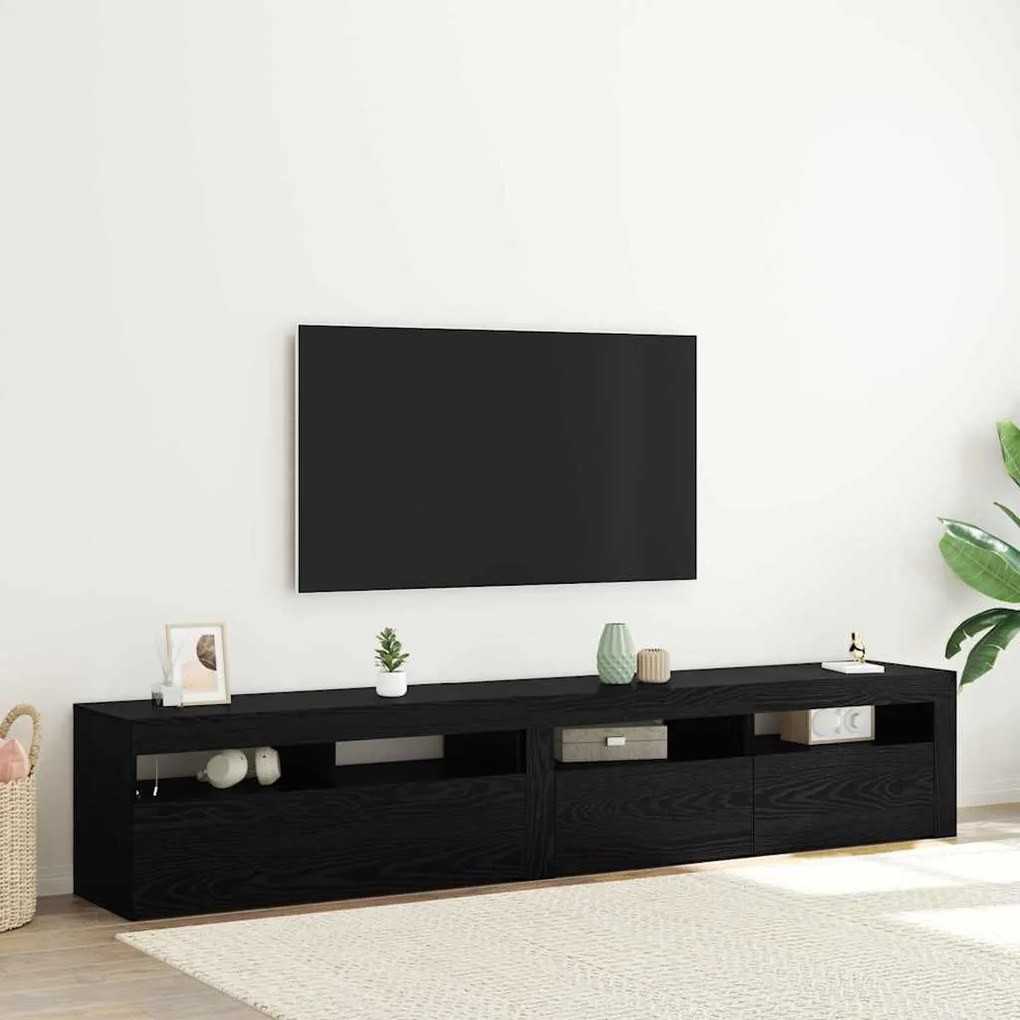 Ντουλάπι TV 2 pcs Μαύρη Οξυά 210 x 35 x 40 εκ