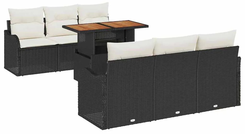 vidaXL Σετ Καναπέ Κήπου 7 pcs Μαύρο και κρεμ 100 x 55 x 73 εκ