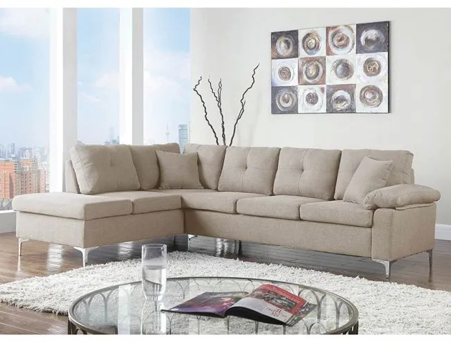 ΚΑΝΑΠΕΣ ΓΩΝΙΑ ΑΡΙΣΤΕΡΗ ZAILA HM3086L ΥΦΑΣΜΑ ΜΠΕΖ 282x197x90 εκ.