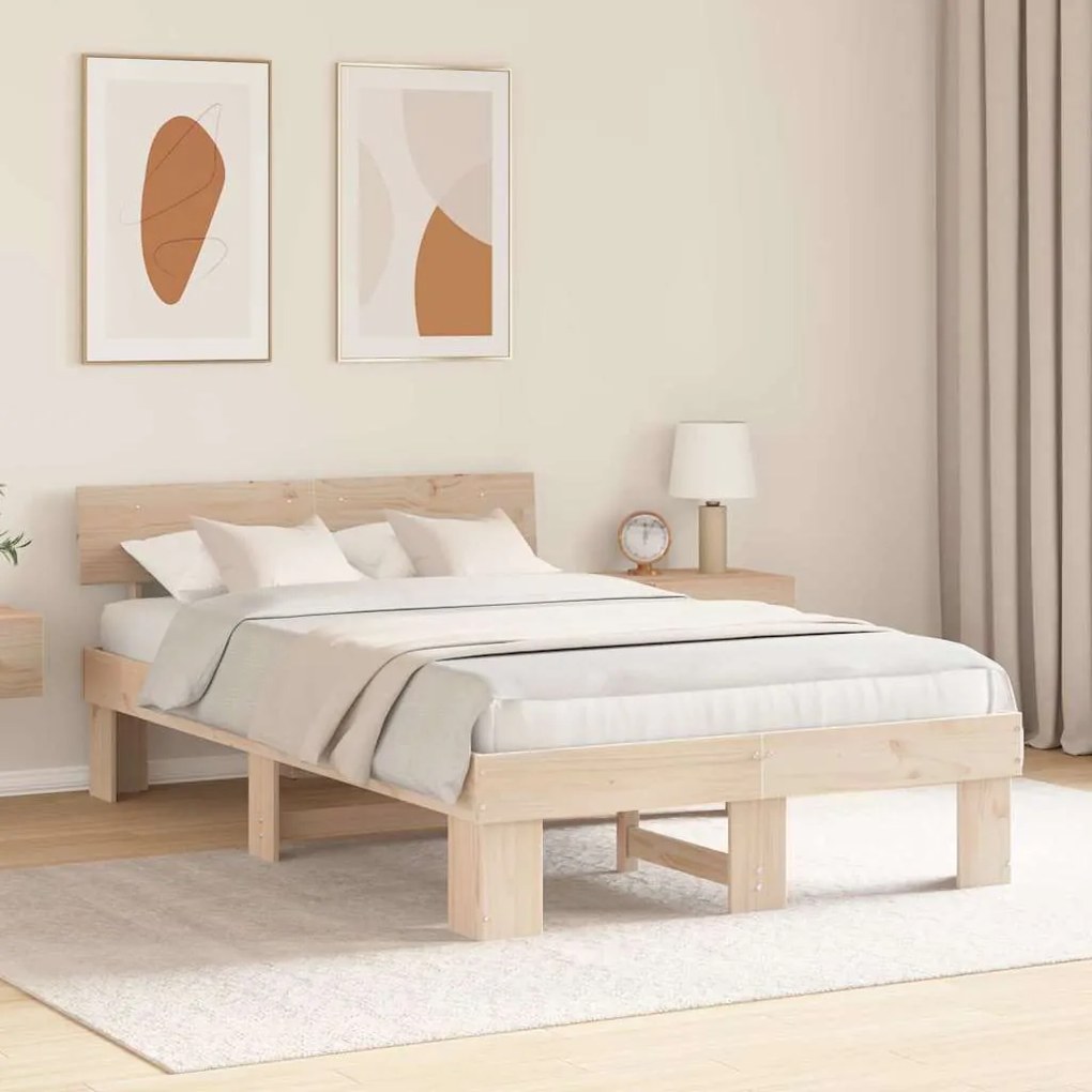 vidaXL Σκελετός Κρεβατιού Καφέ 120 x 190 cm Μασίφ ξύλο πεύκου