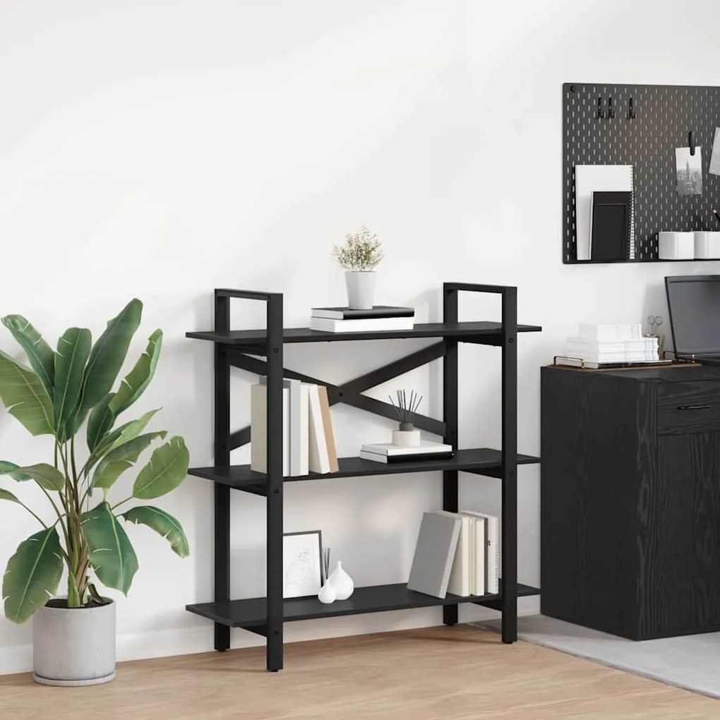 Ράφι Βιβλίων Μαύρη Οξυά 100 x 33,5 x 102 εκ Επεξεργασμένο ξύλο