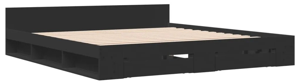 vidaXL Πλαίσιο Κρεβατιού με Συρτάρια Μαύρο 180x200 εκ Επεξεργ. Ξύλο
