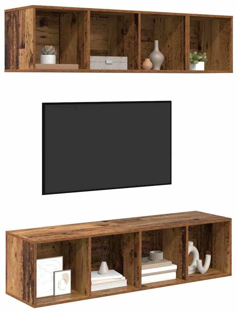 vidaXL Σετ επίπλου τηλεόρασης 3 pcs Παλιό Ξύλο Επεξεργασμένο ξύλο