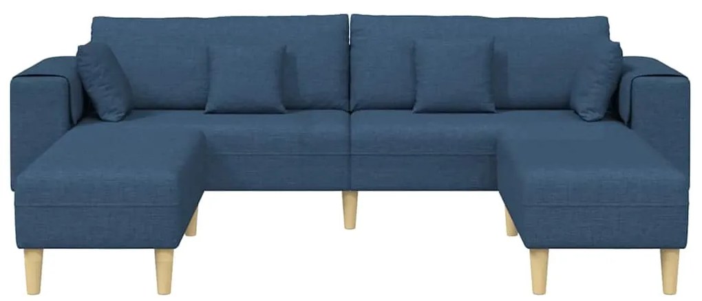 vidaXL Υφασμάτινος καναπές με μαξιλάρι 3 pcs Μπλε 208 εκ. ύφασμα