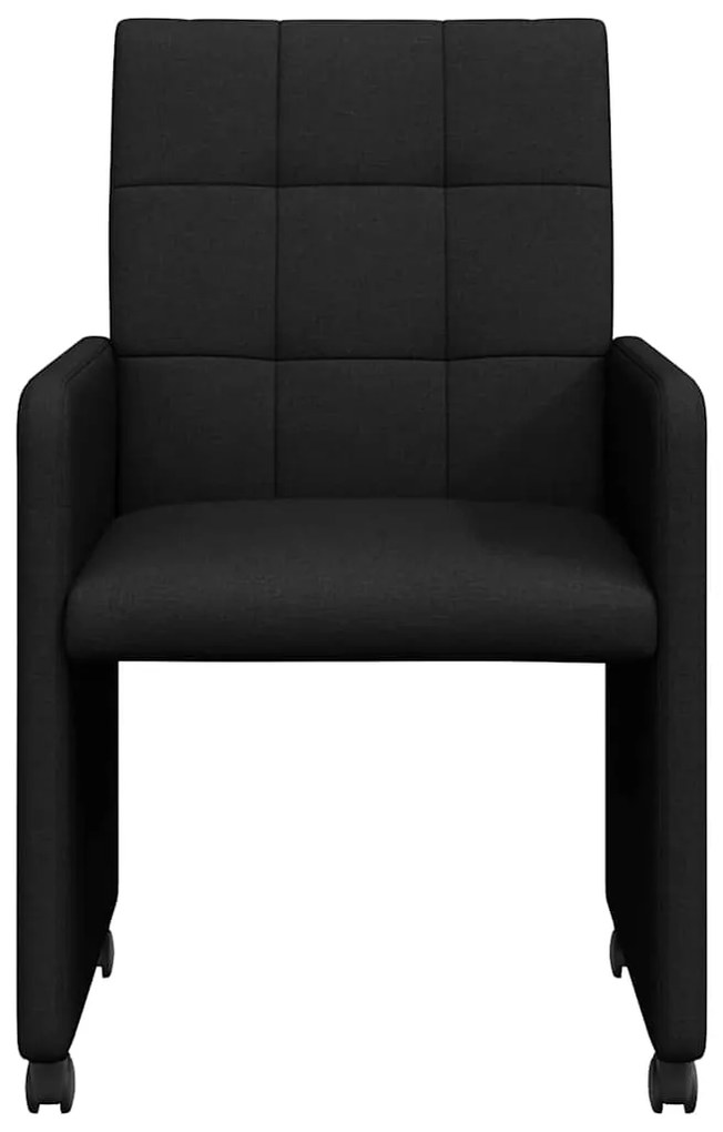 vidaXL Καρέκλες Φαγητού με Ρόδες 2 pcs Μαύρο 58 x 65 x 94 εκ ύφασμα