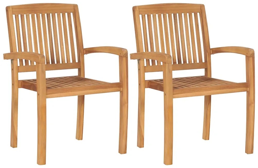 vidaXL Καρέκλες Κήπου 2 τεμ. από Μασίφ Ξύλο Teak με Κόκκινα Μαξιλάρια
