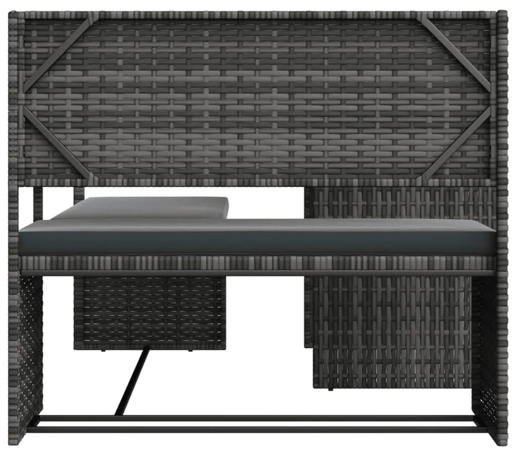 vidaXL Καναπές Κήπου Γωνιακός Γκρι Συνθ. Ρατάν Τραπέζι + Μαξιλάρια