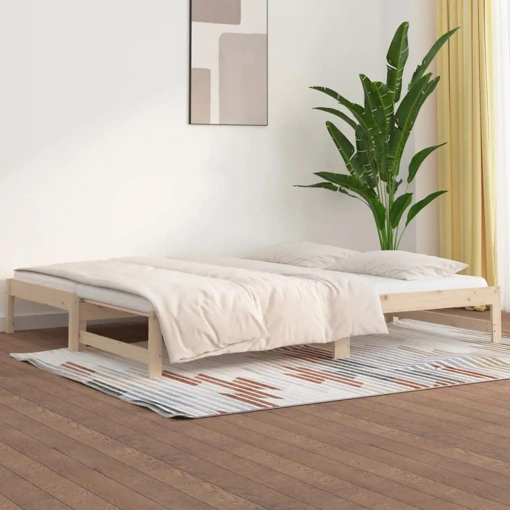Καναπές Κρεβάτι Συρόμενος 2x(90x190) εκ. Μασίφ Ξύλο Πεύκου - Καφέ