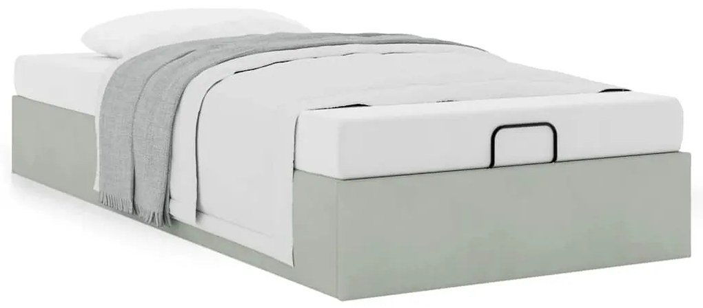 Οθωμανικό πλαίσιο κρεβατιού χωρίς στρώμα ανοιχτό γκρι Velvet