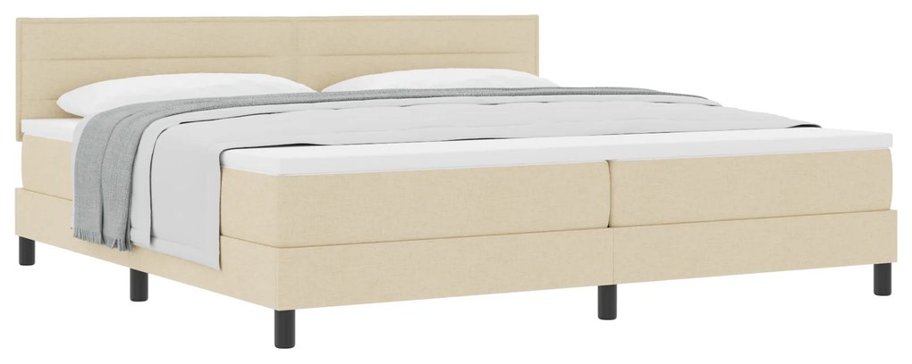vidaXL Κρεβάτι με Στρώμα Cream 200x200 εκ. Ύφασμα