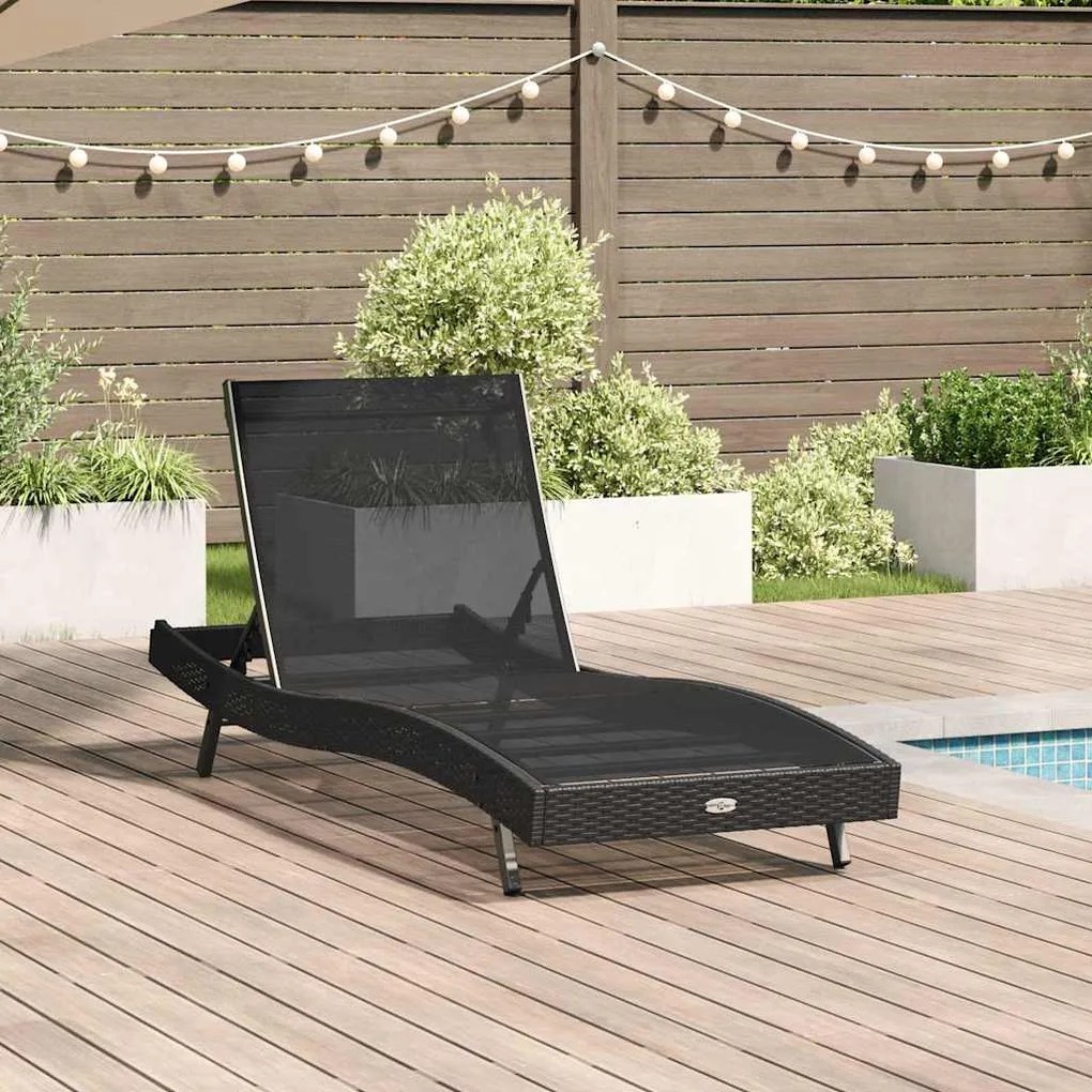 vidaXL Ξαπλώστρα 1-πρόσωπο Μαύρο 70 x 197 x 82 εκ. Πολυ-ρακί, Μέταλλο