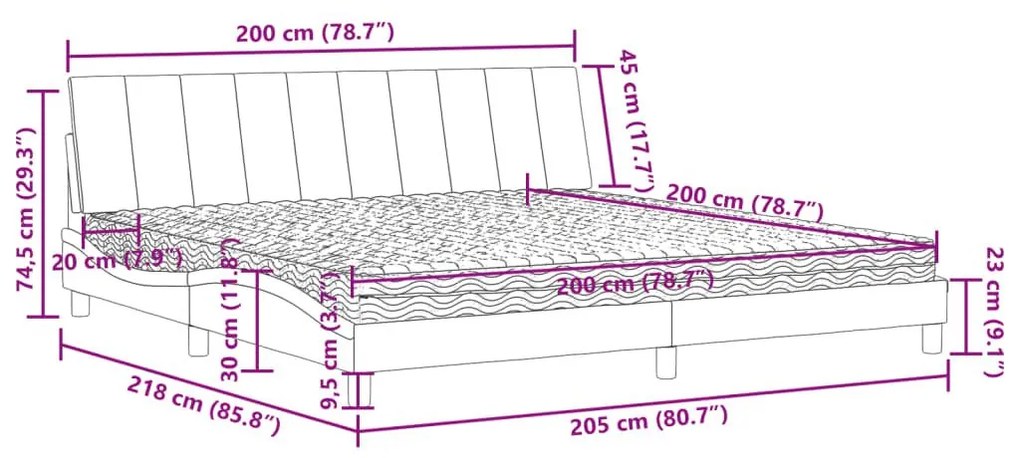 Κρεβάτι με Στρώμα Σκούρο Πράσινο 200x200εκ. Βελούδινο - Πράσινο