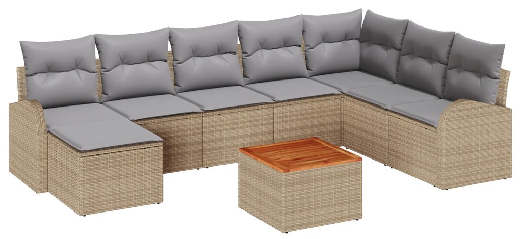 vidaXL Σετ Καναπέ Κήπου 9 pcs Beige, ανοιχτό γκρι