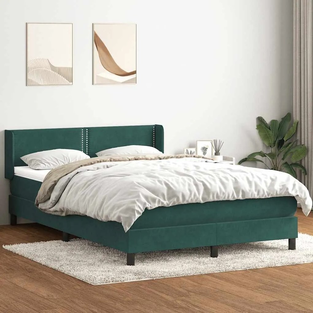 Box Spring κρεβάτι με στρώμα σκούρο πράσινο 160x220cm Βελούδινο - Πράσινο