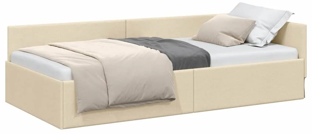 vidaXL Κρεβάτι Γωνίας Κρεμ 80 x 200 cm Ύφασμα και Έργο ξύλου
