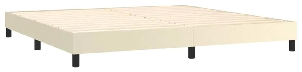 vidaXL Κρεβάτι Boxspring με Στρώμα Κρεμ 200x200 εκ. Συνθετικό Δέρμα