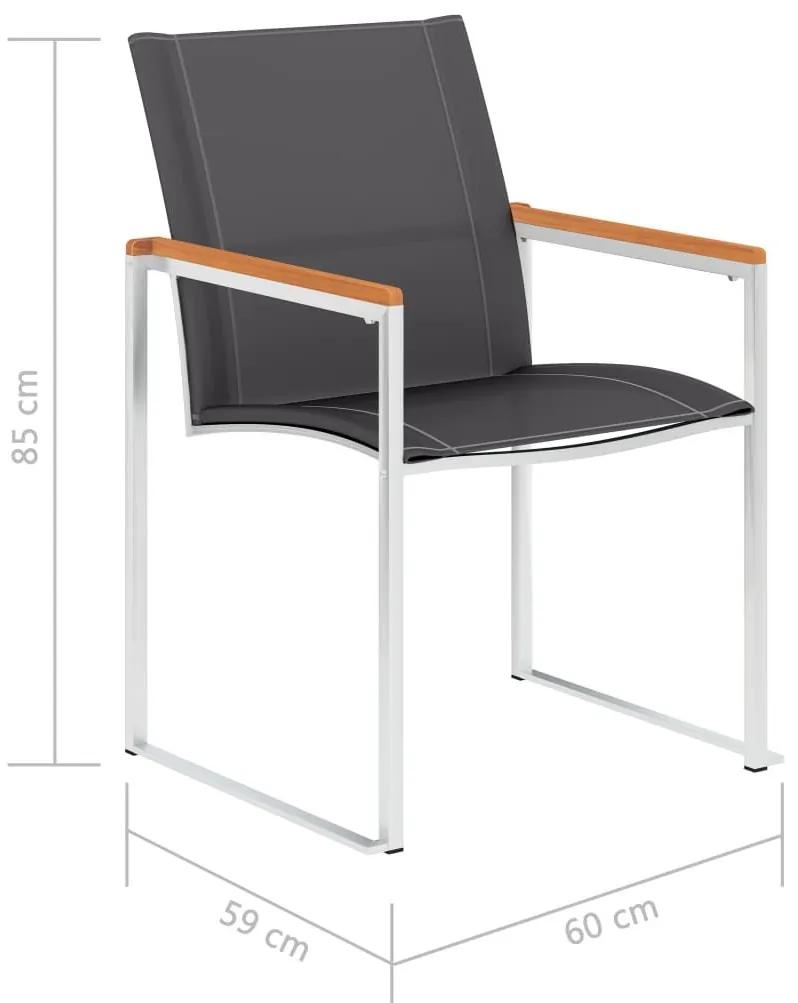 Καρέκλες Κήπου 2 τεμ. Γκρι από Ανοξείδωτο Ατσάλι / Textilene - Γκρι