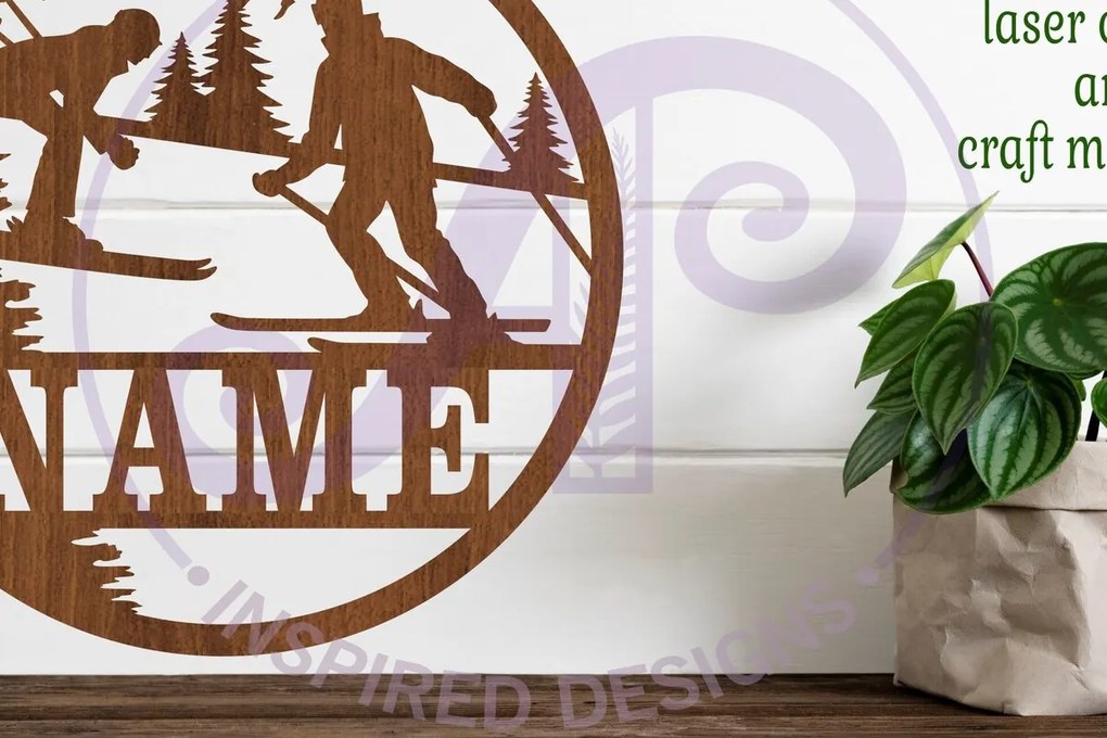 Σετ των 2 Intra απο ξύλο plywood 3mm-4mm πάχος – Πρότυπο κοπής με λέιζερ για το όνομα του σκι Δίασταση  20x20 cm INTRAFABR-90459363